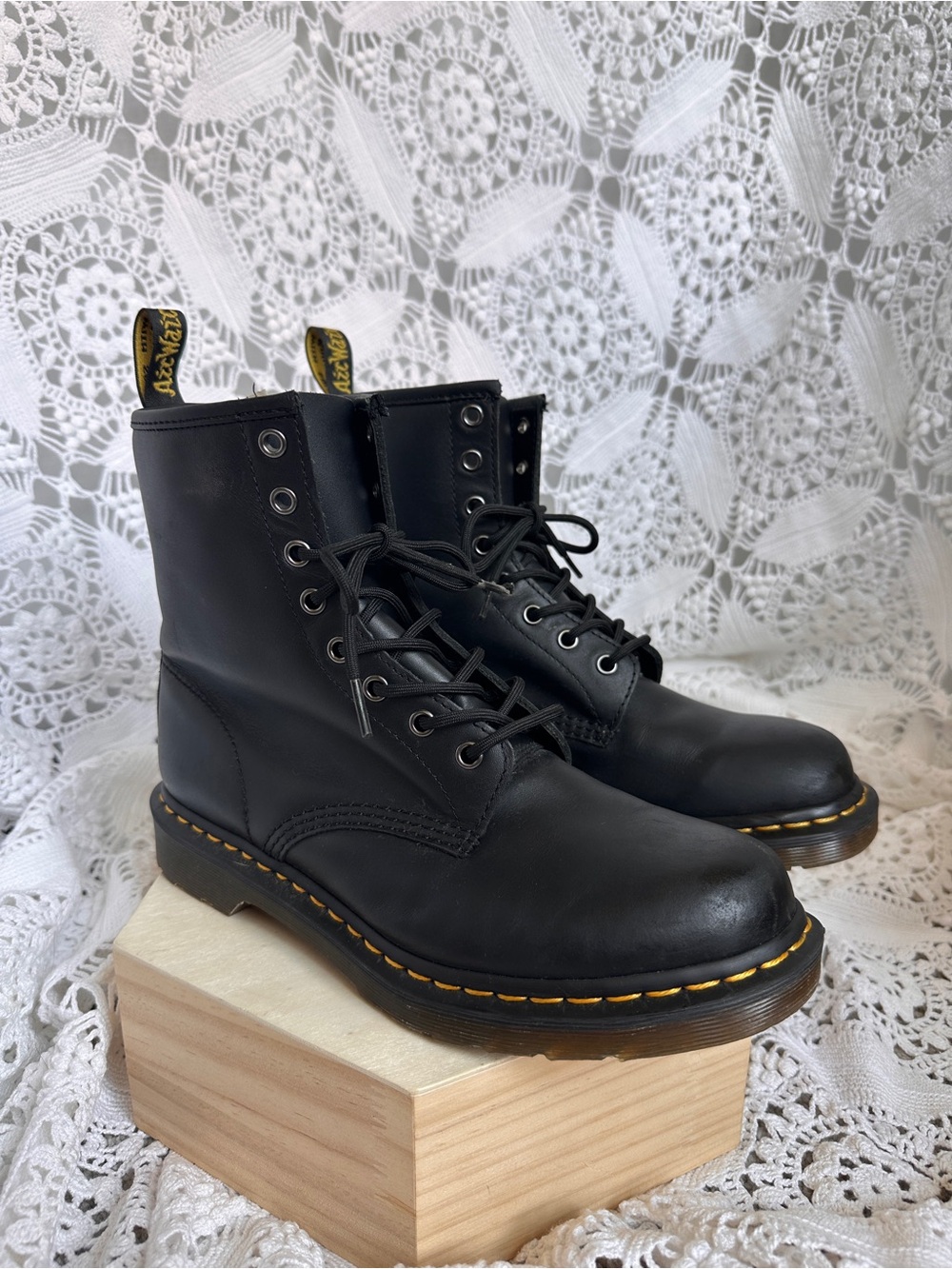 Dr. Martens 1460 Black Leather Boots - Women's Size 10